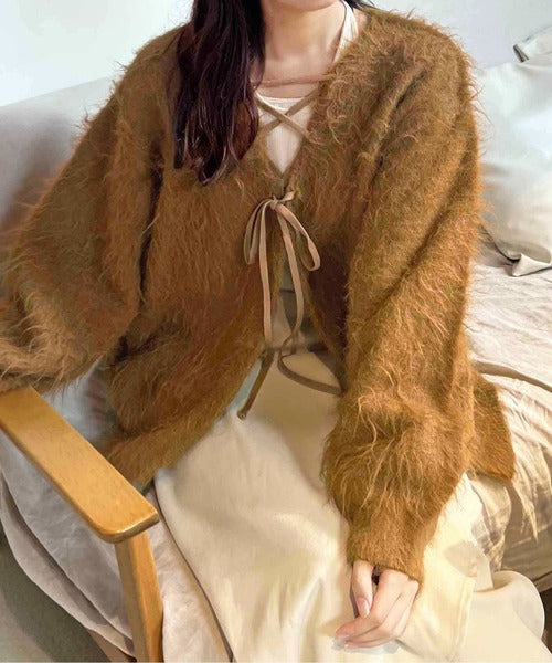 <預訂> 日本大人氣♡日牌 Apres Jour 2-Ways 毛茸茸繫帶針織開胸外套|五色入