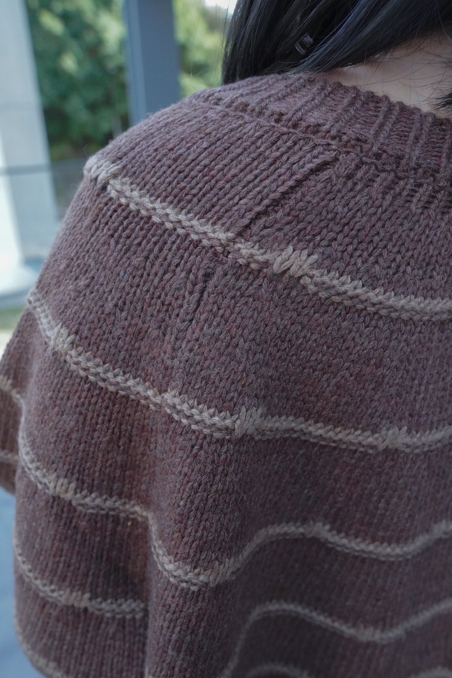 <預訂> 自家製 圓領條紋開胸針織外套