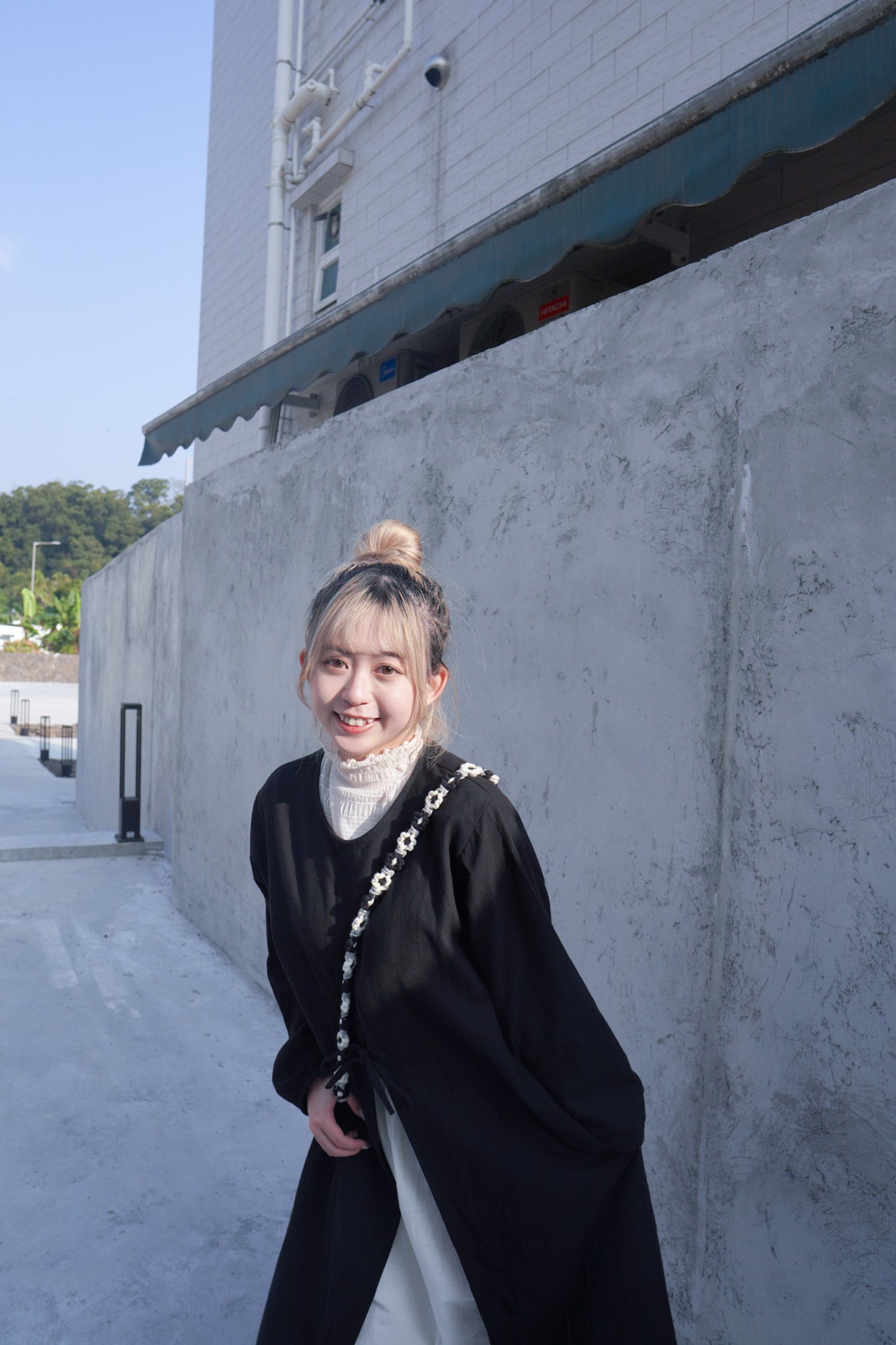 <預訂> 打卡必入!棉麻泡泡長袖綁帶連身長裙外搭|兩色入