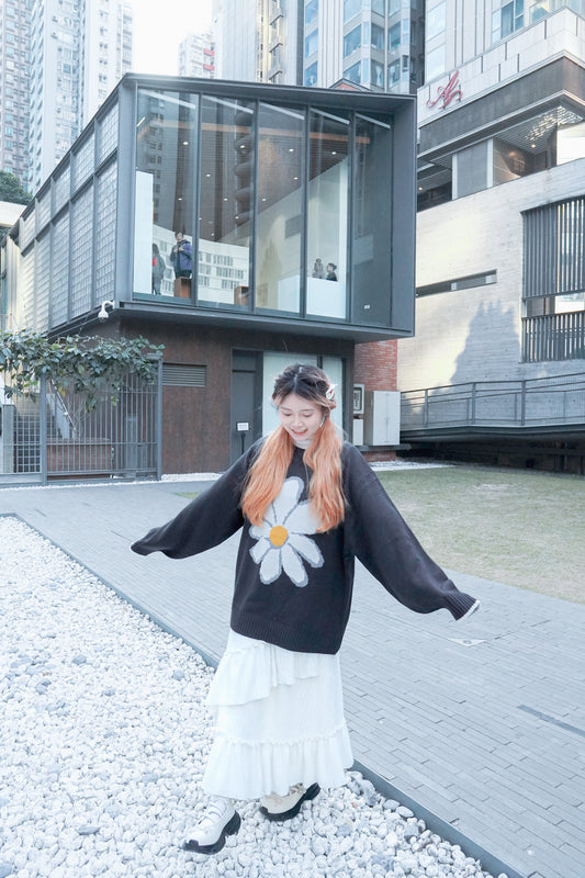 <預訂限時優惠> MM Unisex 大花朵提花針織套頭上衣|兩色入