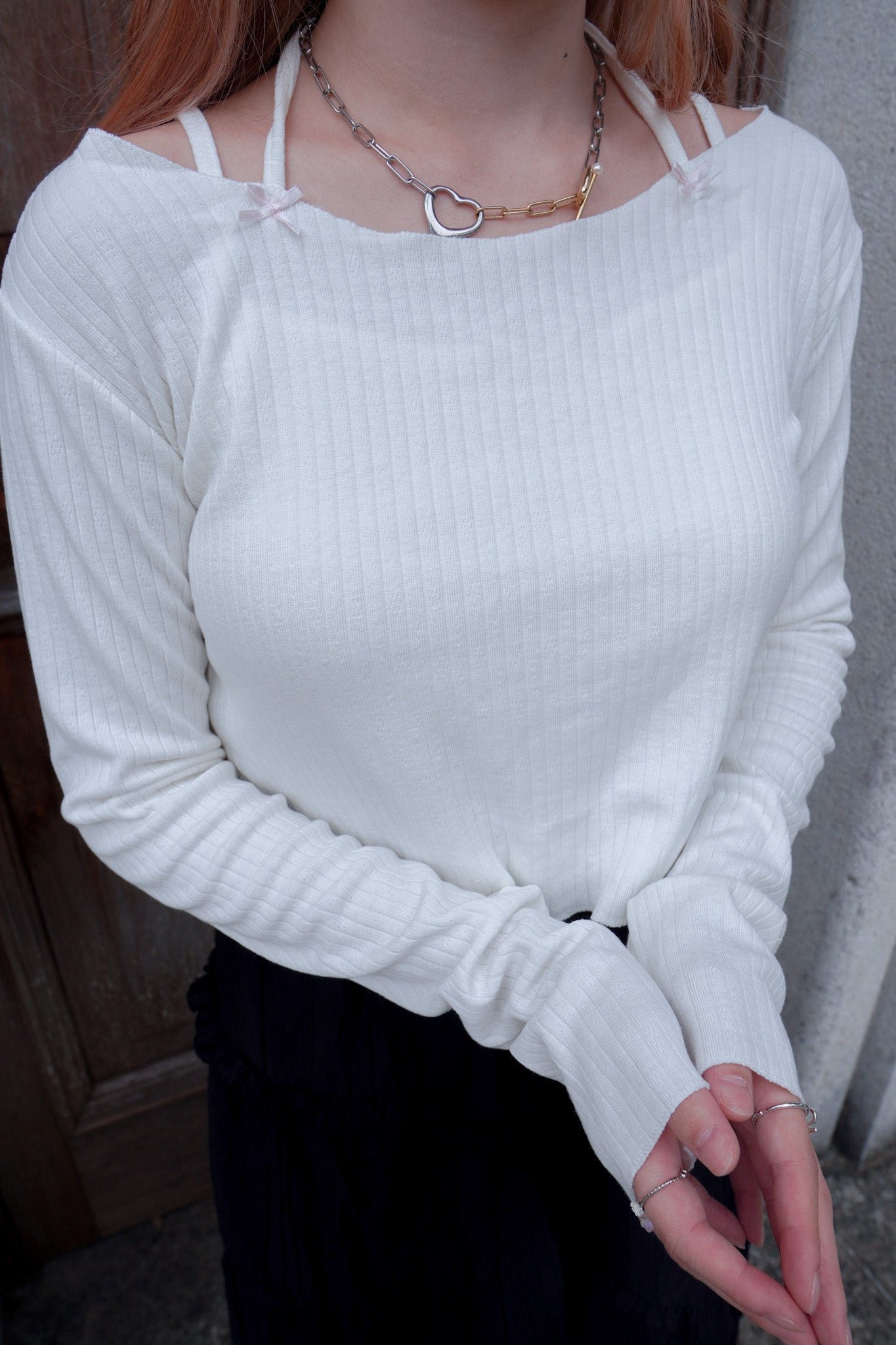 <現貨> 可愛感MAX! 迷你蝴蝶領長袖後綁帶上衣|三色入