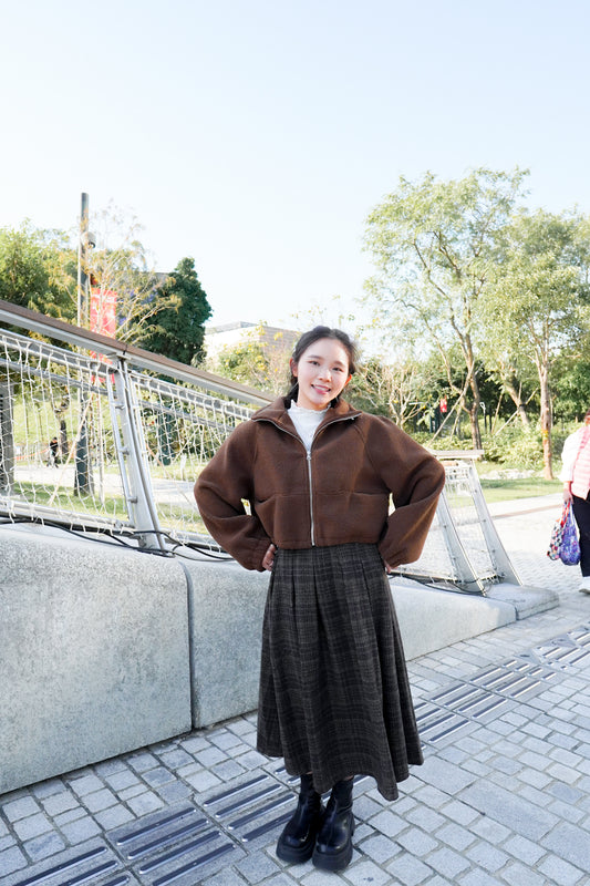 <現貨> 自家製 毛茸茸Teddy Bear高領抽繩開胸外套