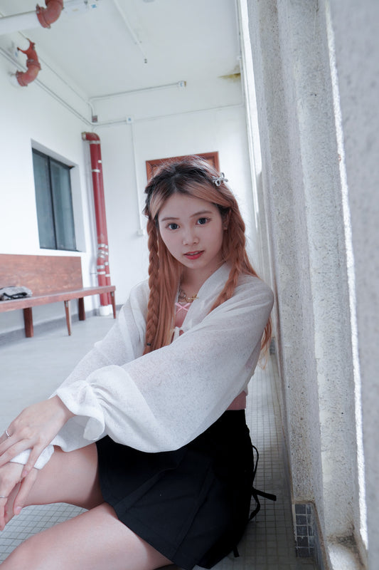 <現貨> 可愛感MAX!糖果袖羊毛薄長袖外套|兩色入