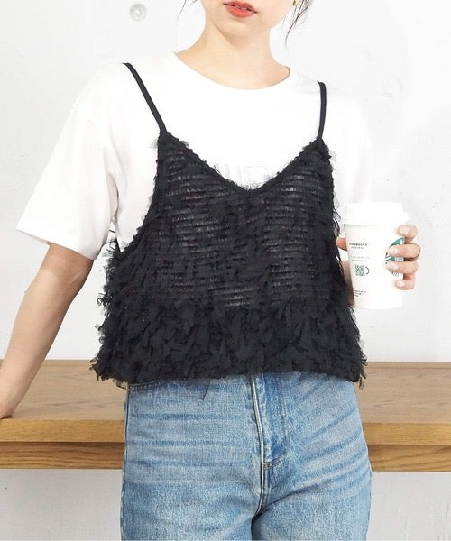 <預訂> JP 日牌TT 羽毛紗線吊帶背心|四色入