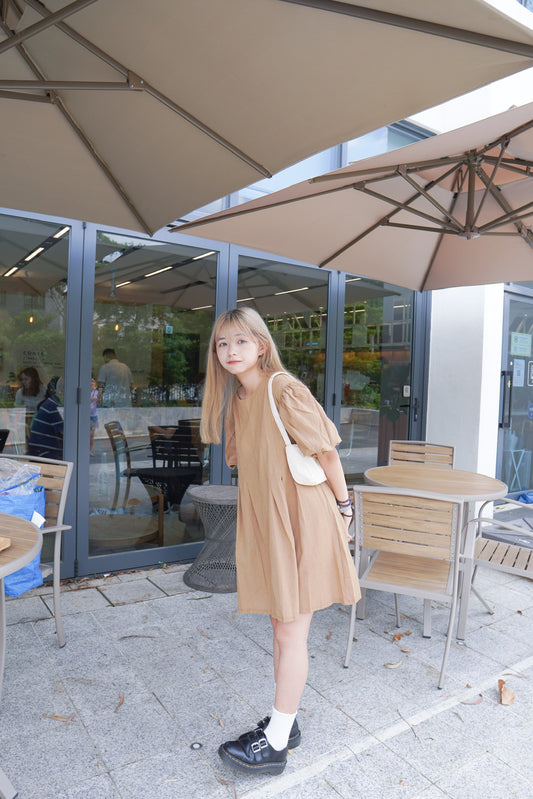 <預訂> 自家造貨優惠!入園必備姊妹裝♡ Lilyn糖果色直紋泡泡袖連身短裙|四色入