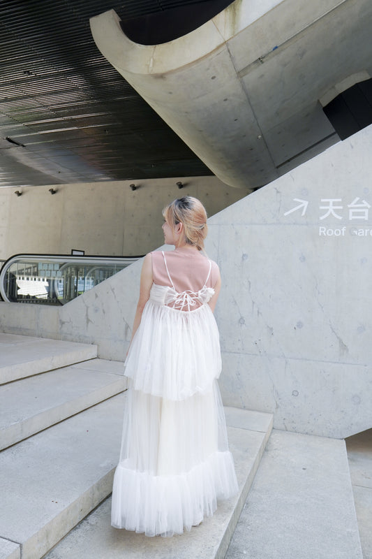 <預訂> BlingBling薄紗皺褶荷葉邊吊帶背心|三色入