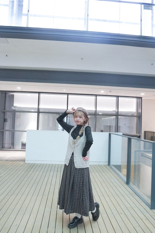 <現貨> 自家製 日系針織中長款開胸背心吊帶馬甲