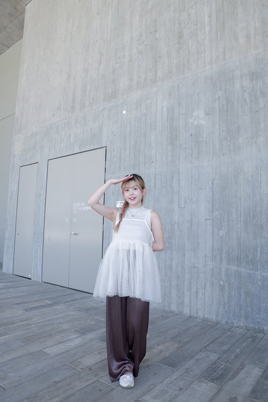 <預訂> 薄紗喇叭形吊帶背心疊穿外搭|兩色入