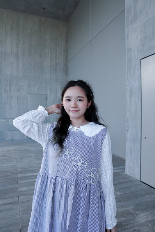 <預訂> 自家製 棉麻條紋疊穿外搭背心Ops