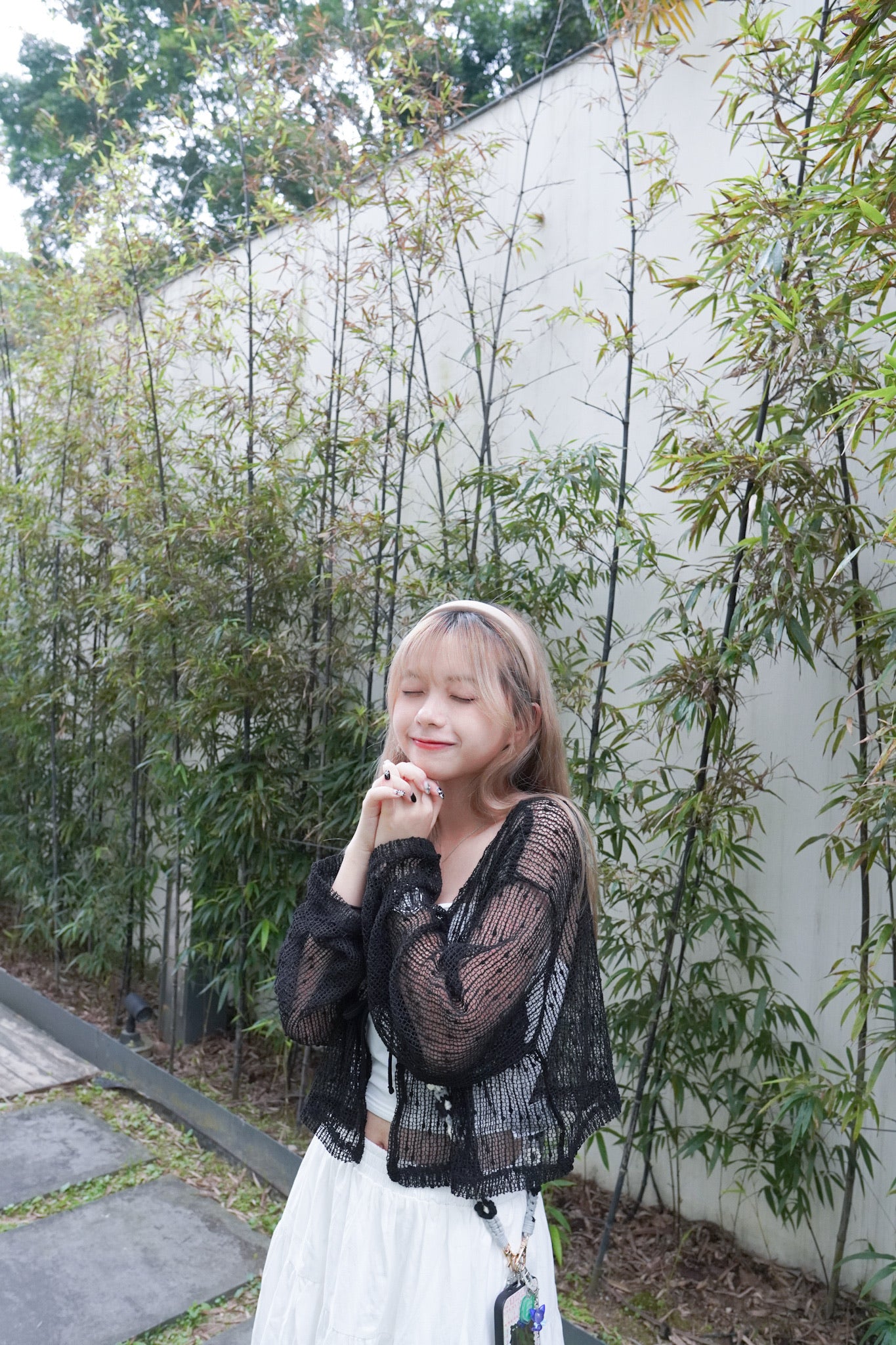 <預訂> 特別款!波點透透蝴蝶結長袖薄款小外套|兩色入