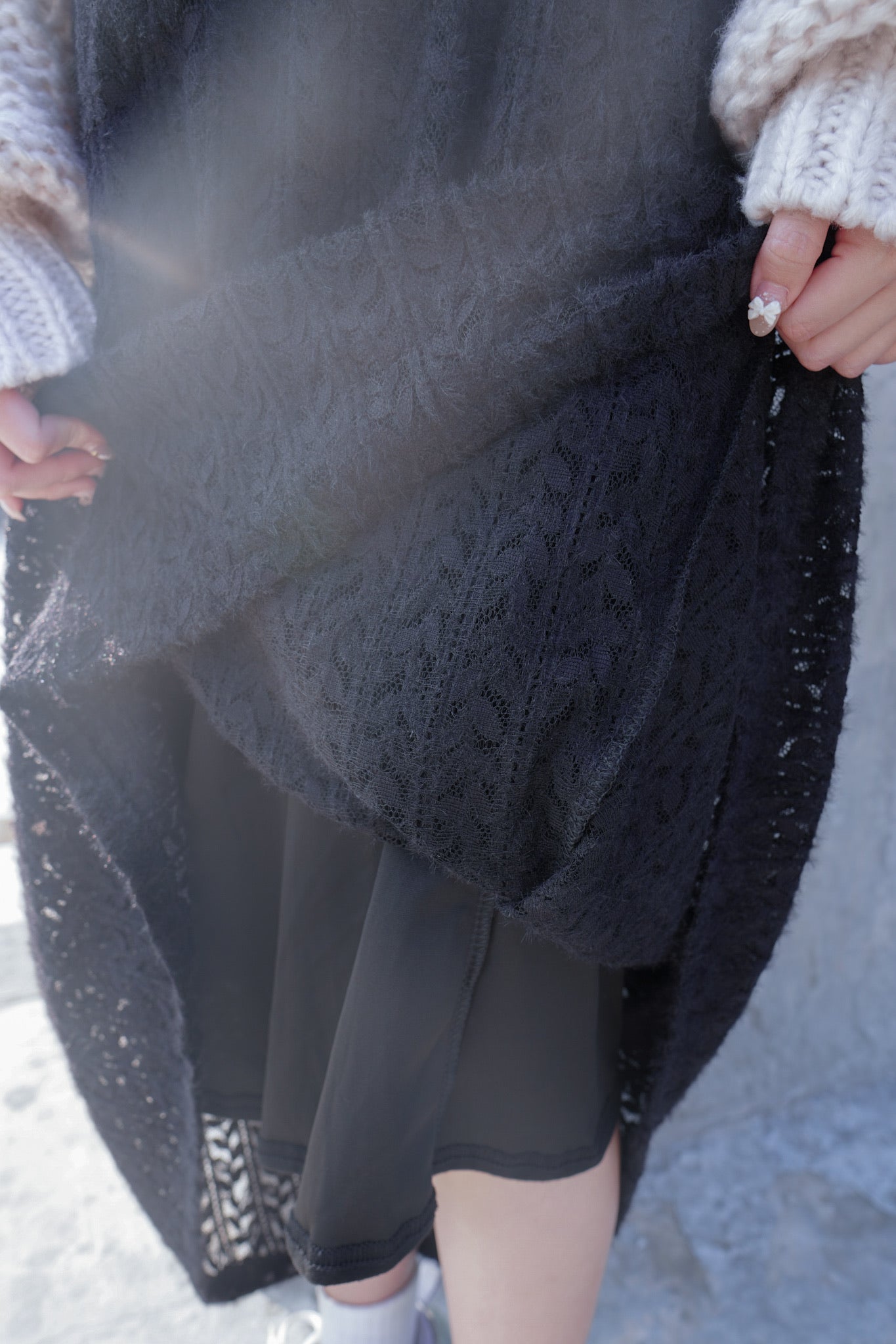 <現貨> 已售出220+條 自家製 鏤空蕾絲A字半身長裙(含打底)|兩色入