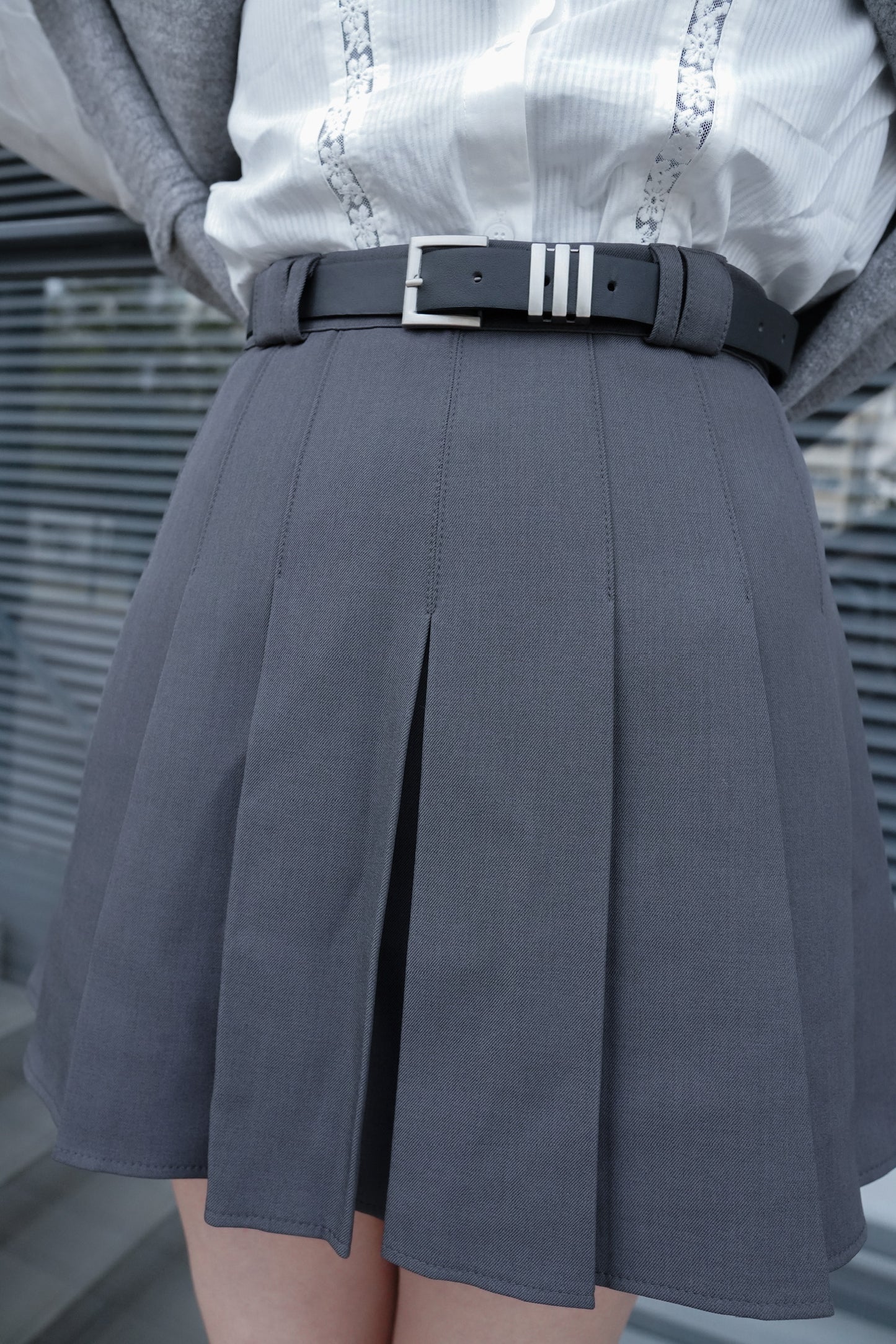 <預訂> 自家製 A字百褶短裙配腰帶