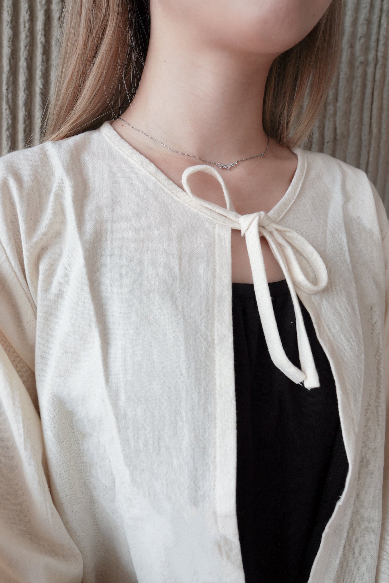 <預訂> 輕便無負擔!棉麻泡泡袖長袖綁帶外套|兩色入