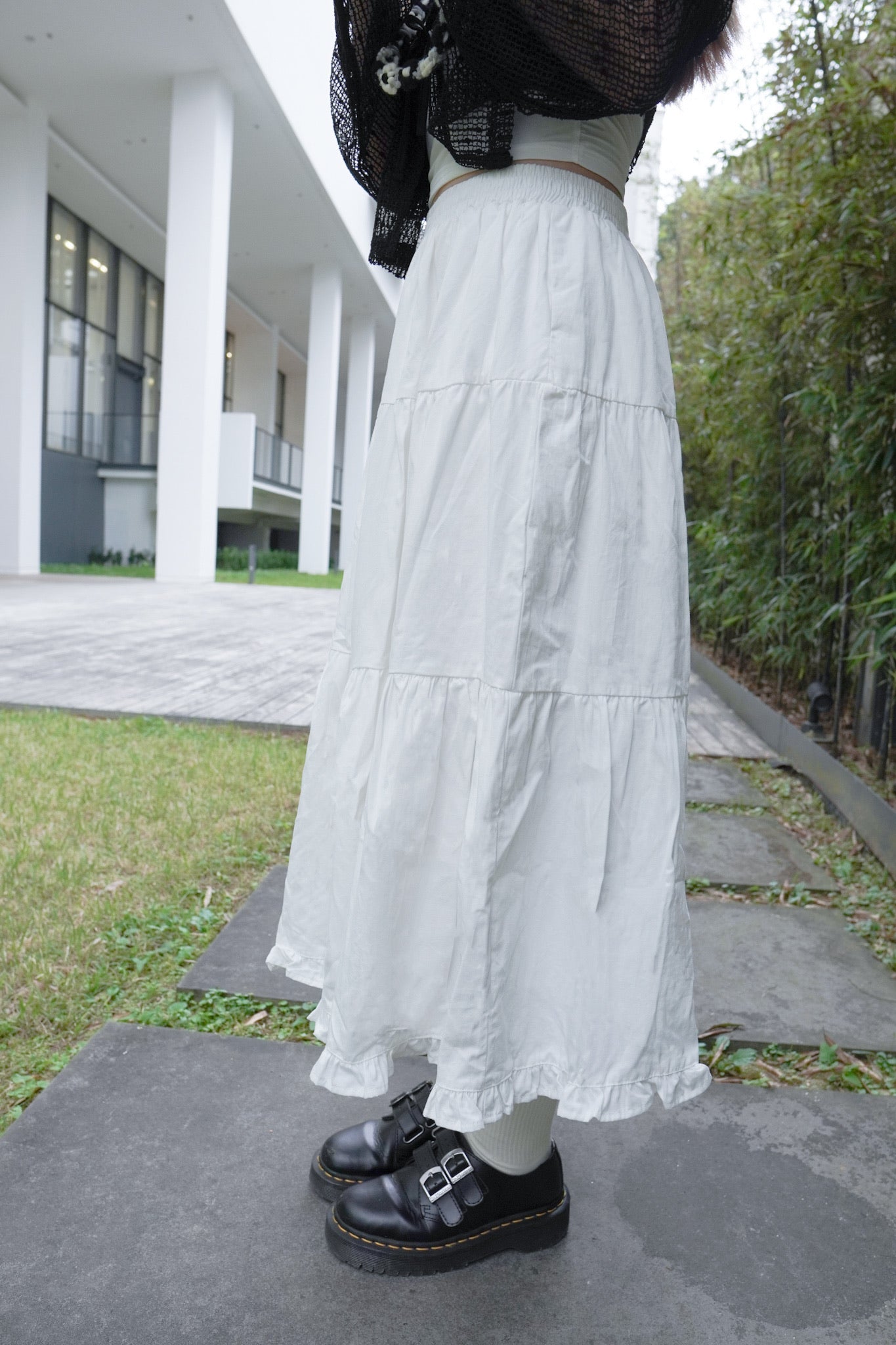 <預訂> 自家製 首推四季OK!飄逸感彈性小白半身長裙