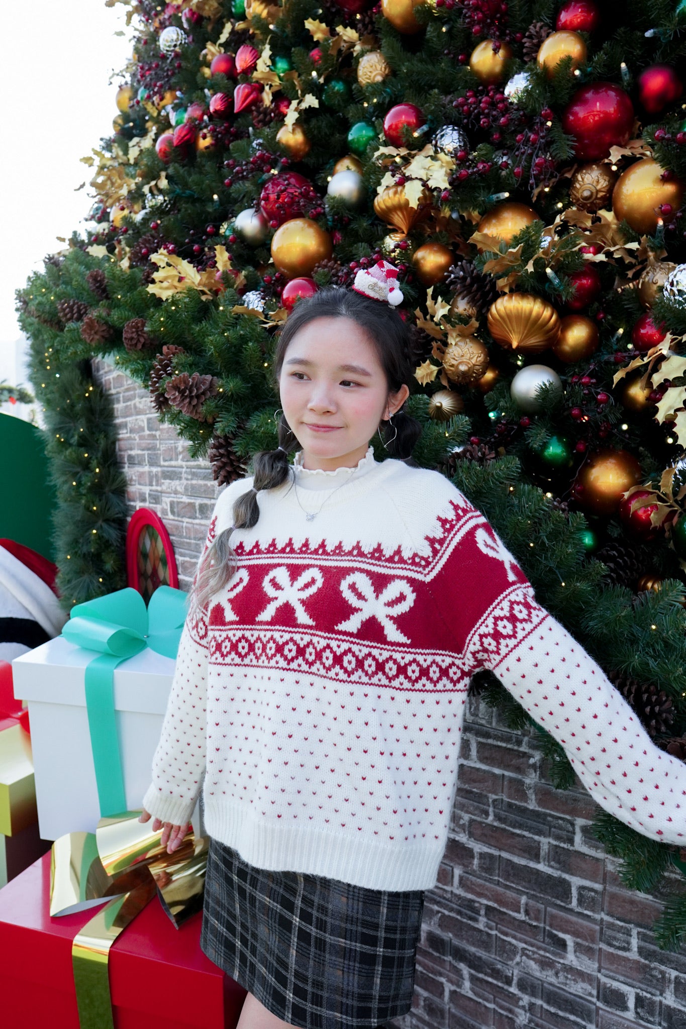 <現貨> 聖誕專屬🎄大蝴碟結長袖針織上衣