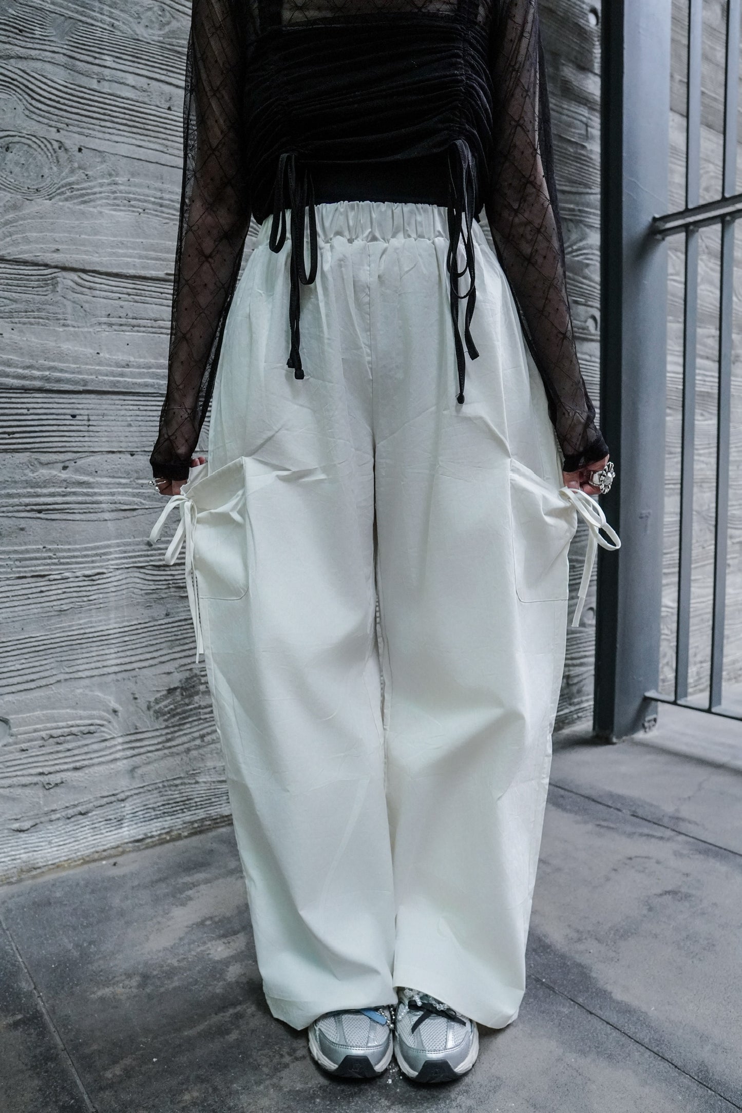 <現貨> JP 側綁帶口袋工裝寬腳長褲|三色入