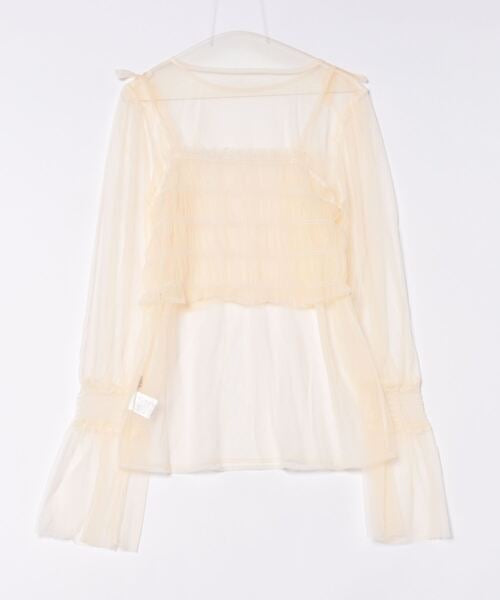 <預訂> JP 日牌AJ 皺褶背心+分層薄紗上衣兩件套|三色入