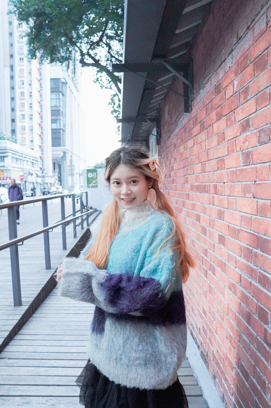 <現貨> JP MM 混紡毛茸茸提花針織上衣|三色入