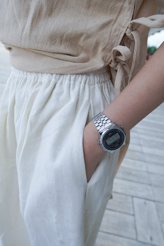 <預訂> 單穿唔透!棉麻橡筋腰半身長裙|兩色入