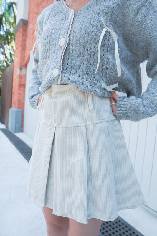 <現貨> 自家製 校園風燈芯絨半身A字百褶短裙|兩色入