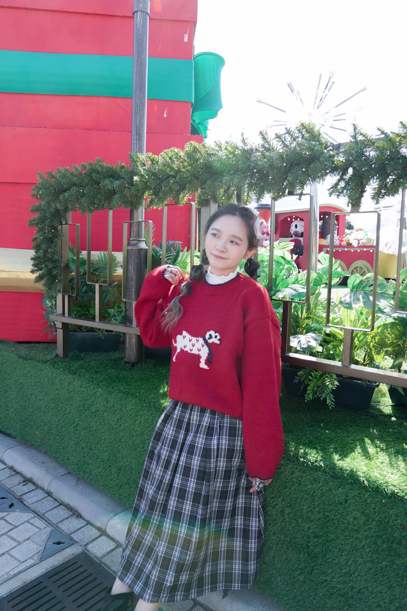 <預訂> 自家製 格紋高腰直筒半身長裙|兩色入