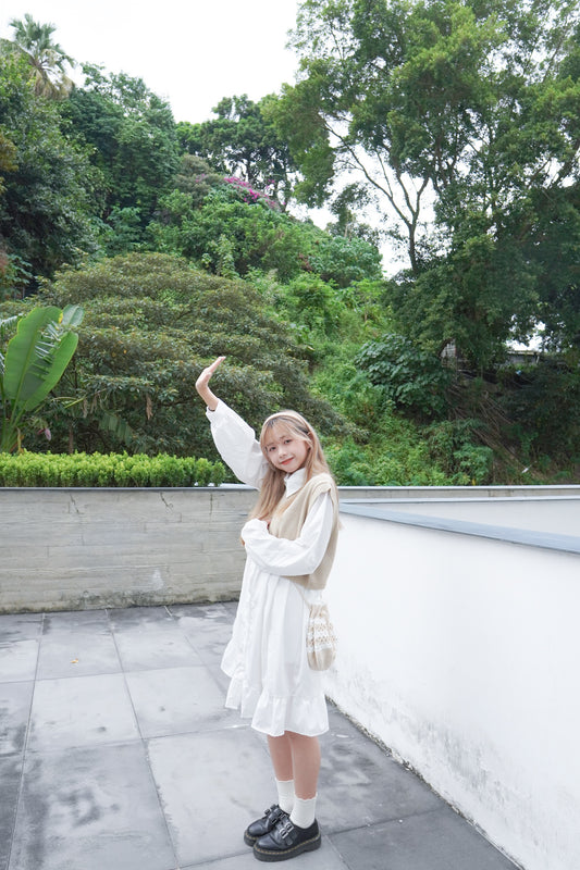 <現貨> 飄逸感Polo鈕扣恤衫連身長袖短裙|三色入