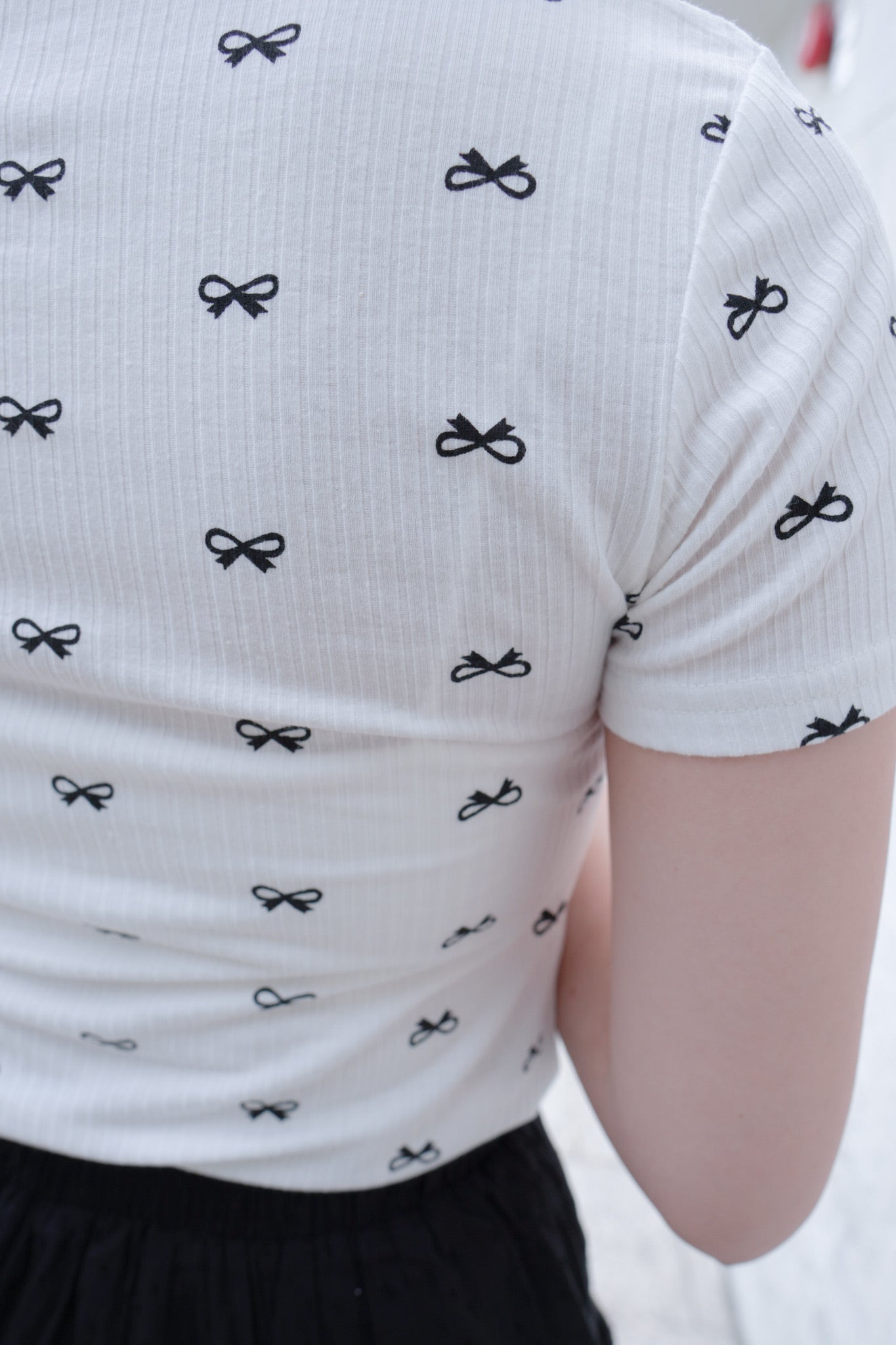 <預訂> 自家製 蝴蝶結印花短袖Crop Top|兩色入