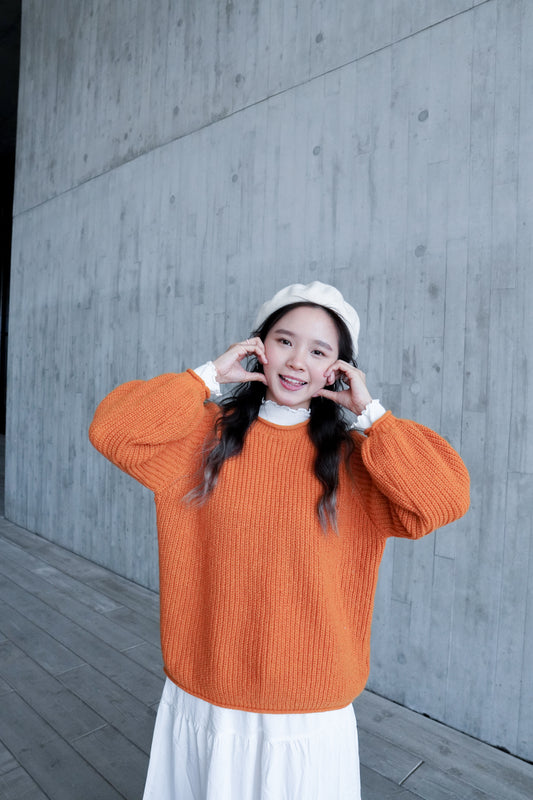 <現貨> 自家製 超親膚寬鬆圓領針織上衣|兩色入