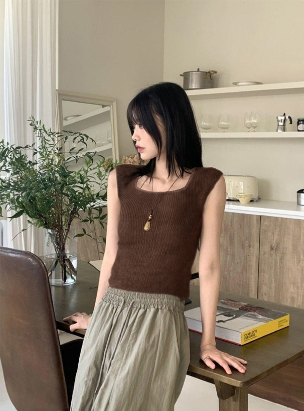 <預訂> JP 前後2Way羅紋背心針織上衣|九色入