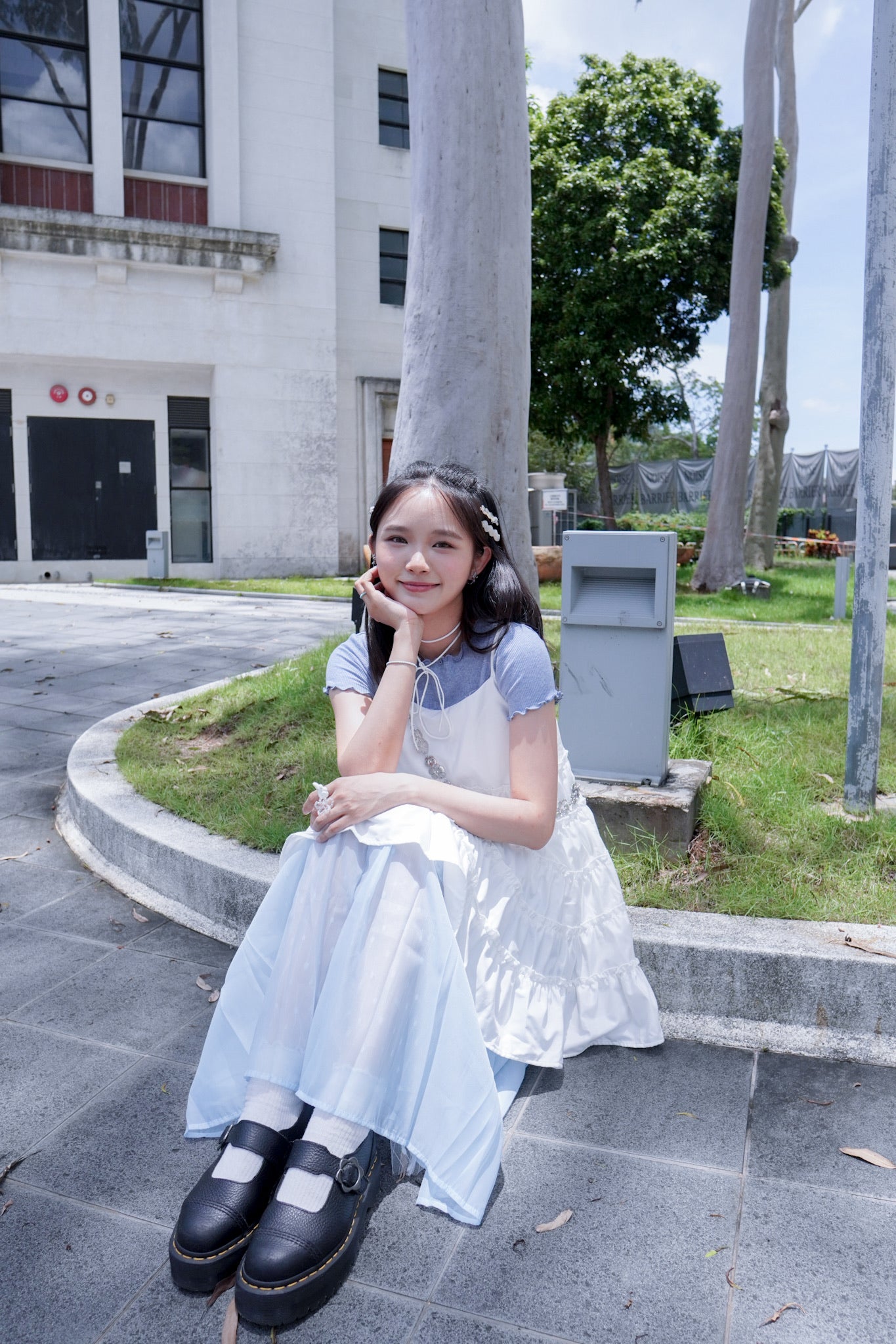 <現貨> 木耳邊直紋純棉短袖上衣|兩色入
