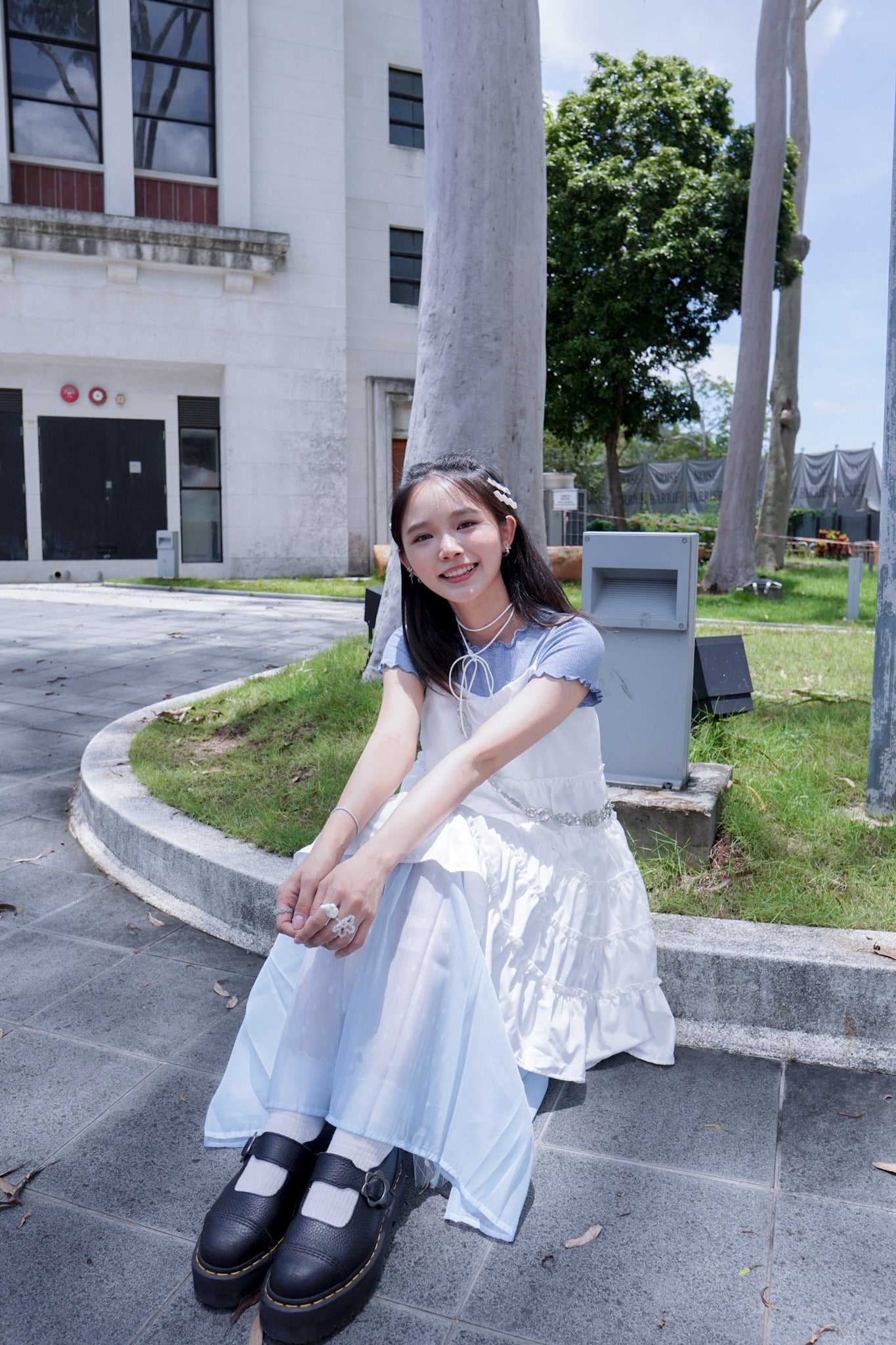 <現貨> 自家製 薄紗雙層波點半身長裙|兩色入