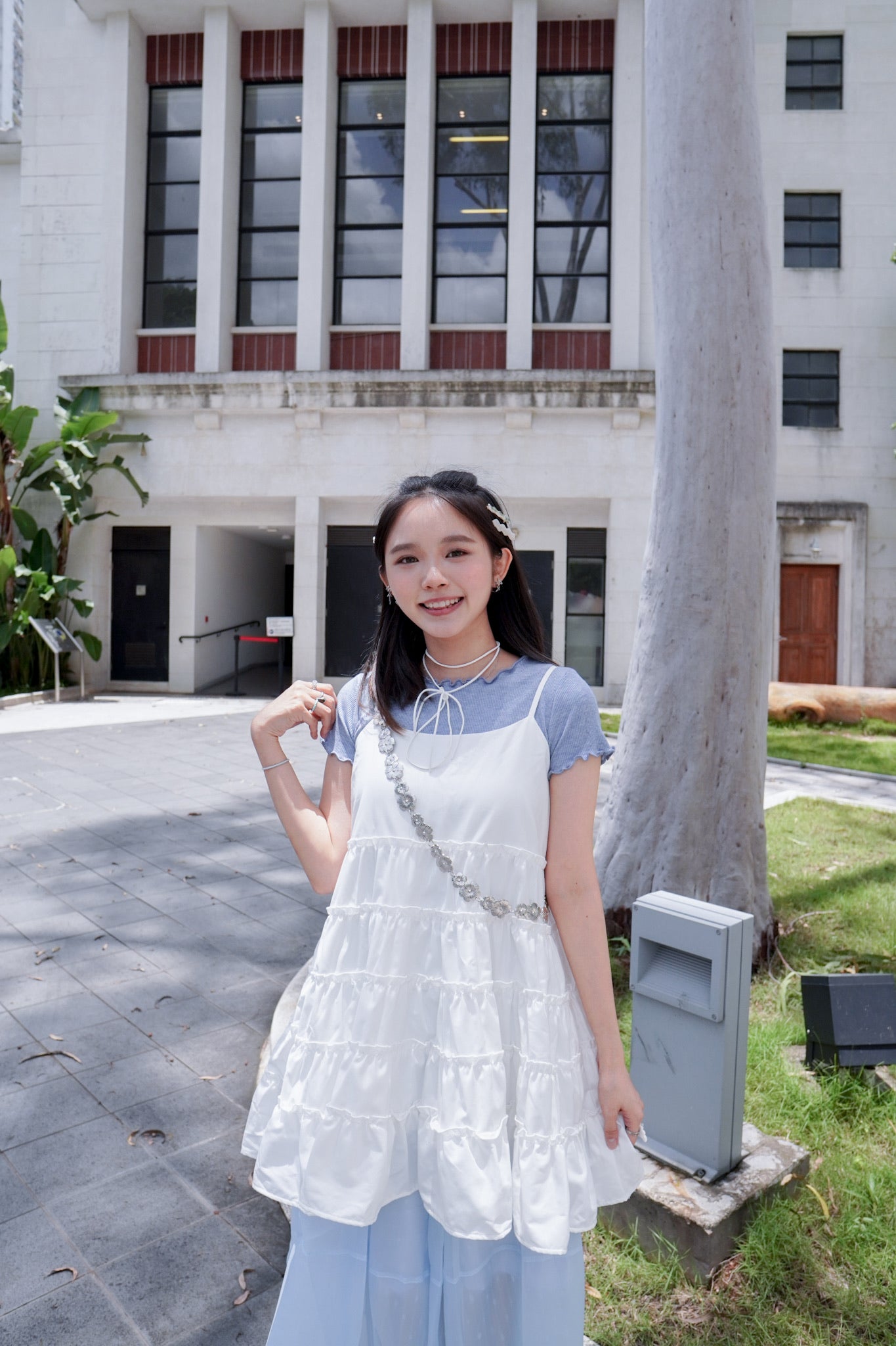 <現貨> 木耳邊直紋純棉短袖上衣|兩色入