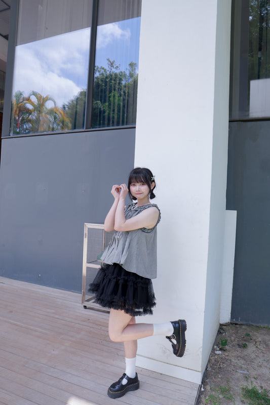 <預訂> 自家製 2025夏大熱! 蕾絲蓬蓬薄紗三層短裙|兩色入