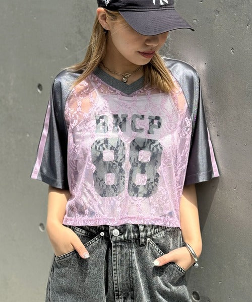 <預訂> JP 日牌CP 超人氣!透透蕾絲短袖球Tee|三色入