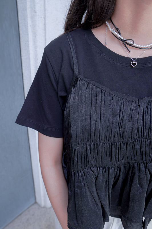 <預訂> BlingBling皺褶短版外搭吊帶背心