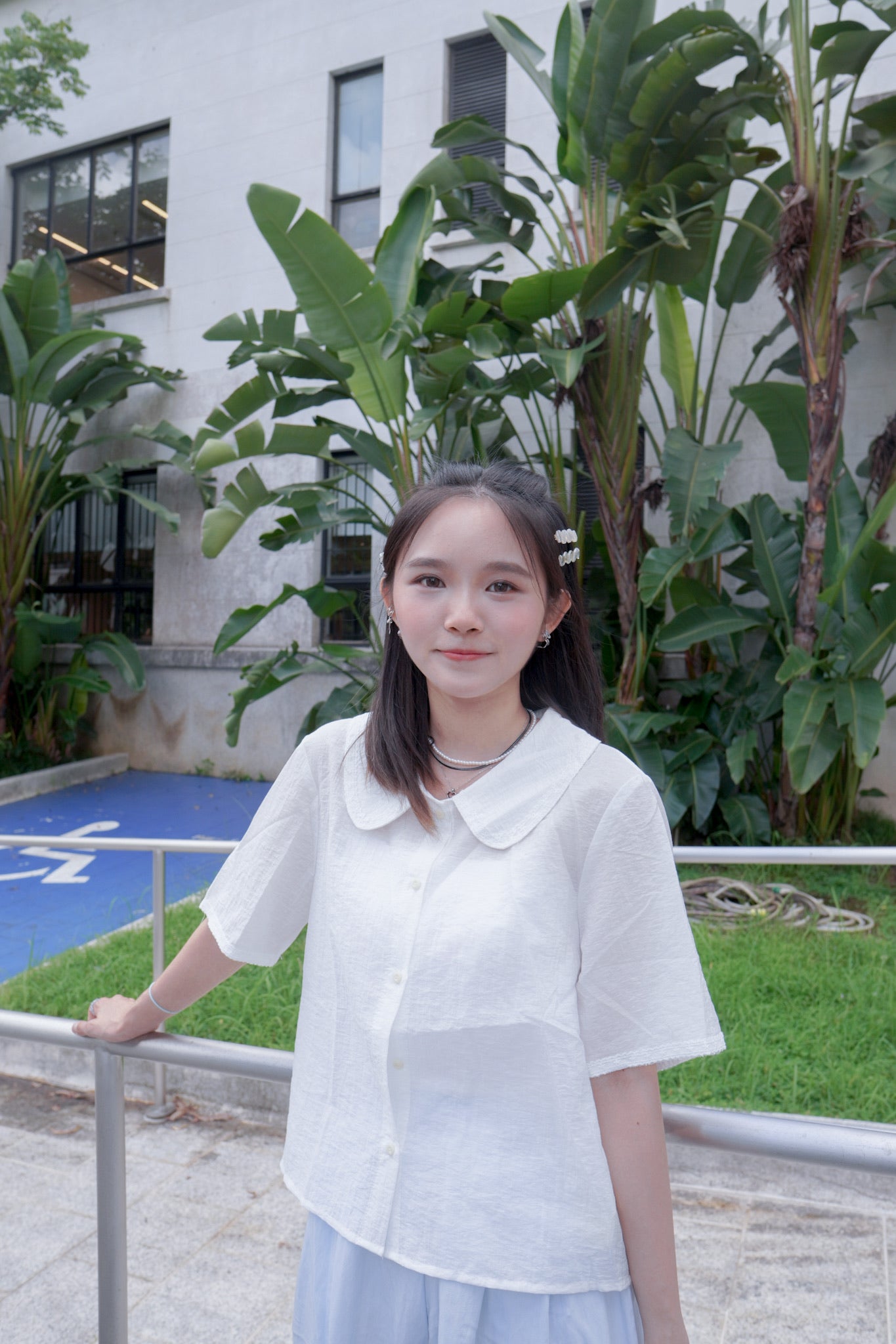 <現貨> 夏日專屬! 小奶白娃娃領短袖恤衫