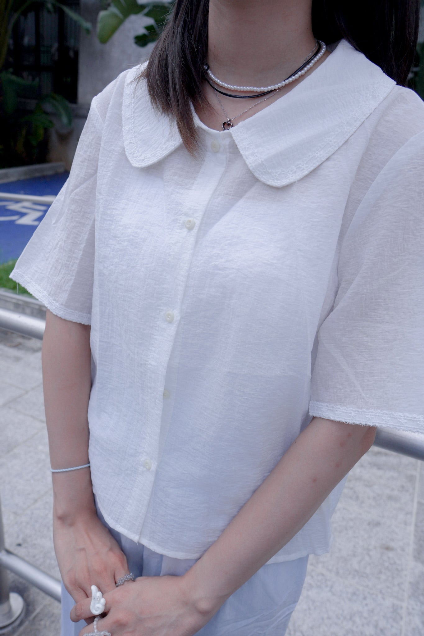 <現貨> 夏日專屬! 小奶白娃娃領短袖恤衫