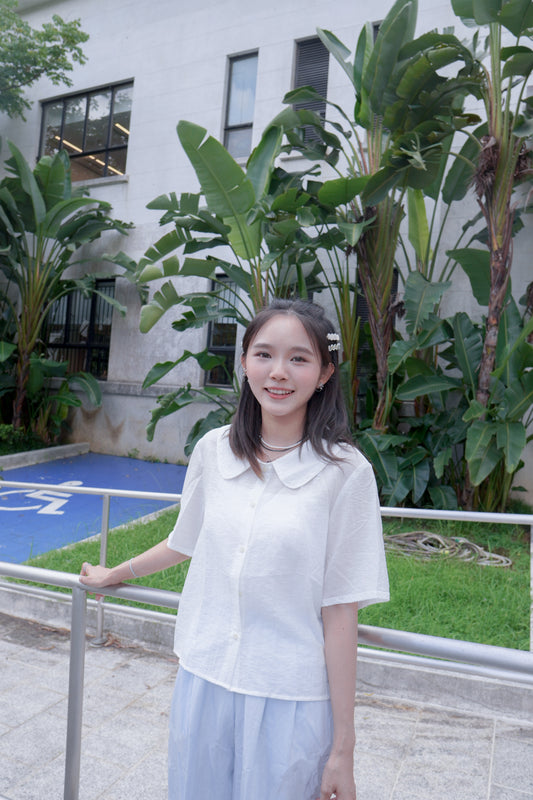 <現貨> 夏日專屬! 小奶白娃娃領短袖恤衫