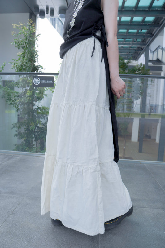 <現貨> 2025新款!棉麻復古三層半身長裙|兩色入
