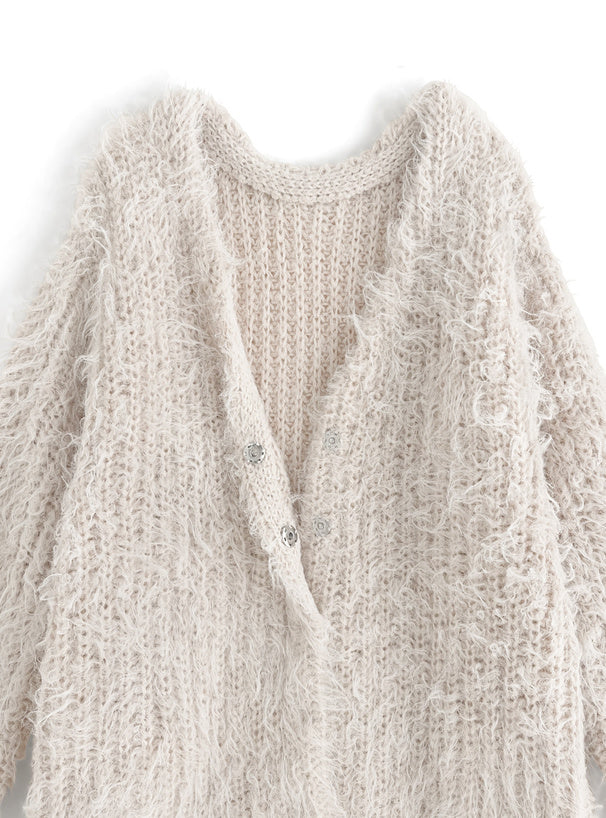 <預訂> JP 羊毛混紡毛茸茸針織開胸外套|三色入