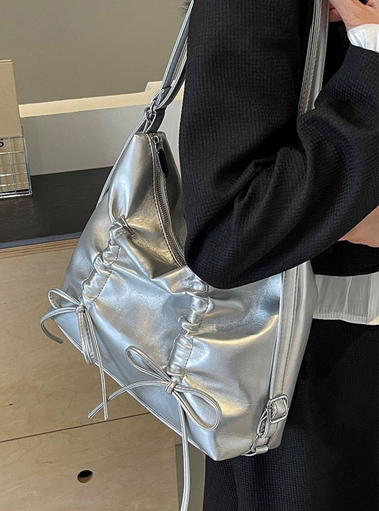 <預訂> JP 2-Ways 褶皺蝴蝶結單肩袋/背包|四色入