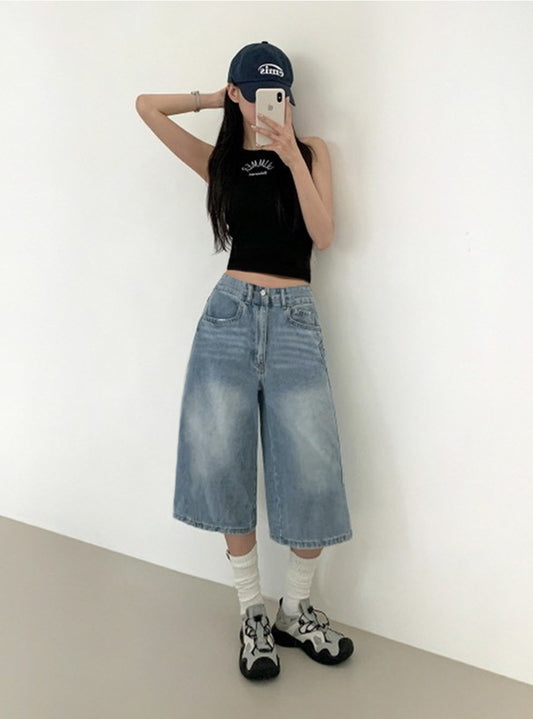 <預訂> JP ILLIT同款 及膝水洗牛仔褲