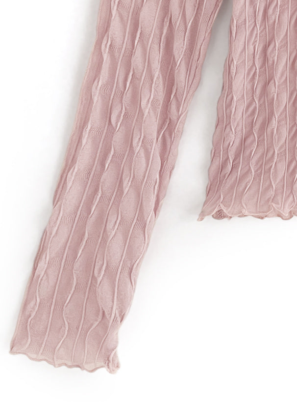 <預訂> JP 直波浪紋Ruffle邊打底內搭上衣|三色入