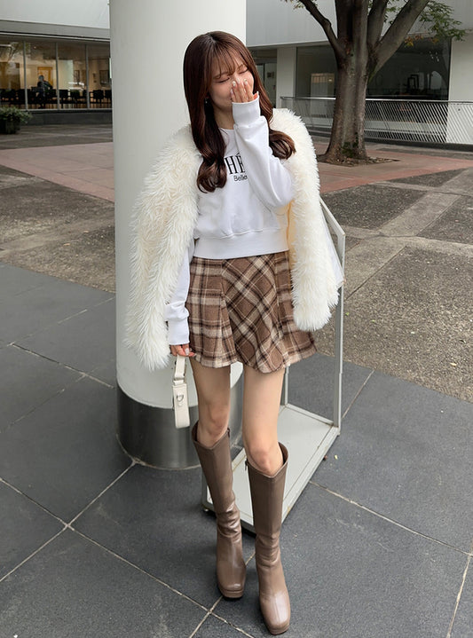 <預訂> JP 格紋迷你半身喇叭短裙(含打底)|兩色入