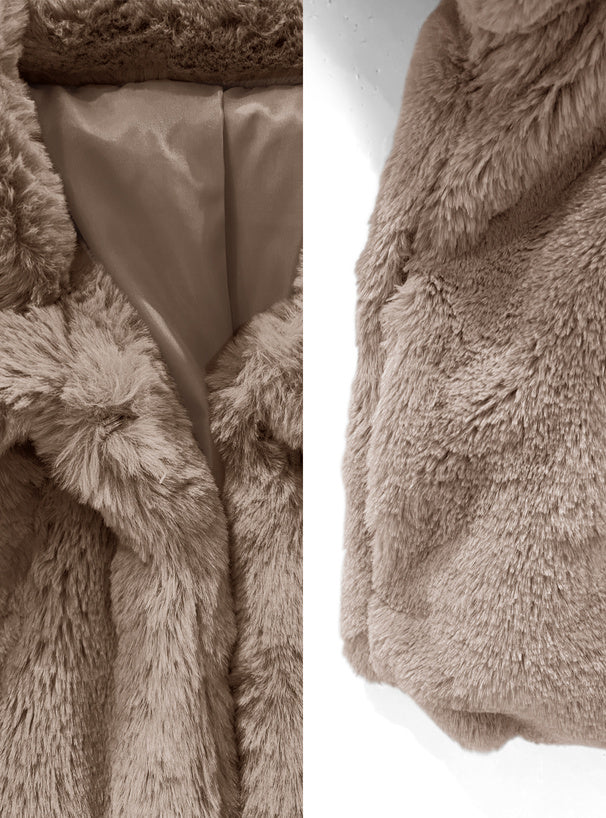 <預訂> CP值超高!保暖毛茸茸圓領毛皮外套|四色入