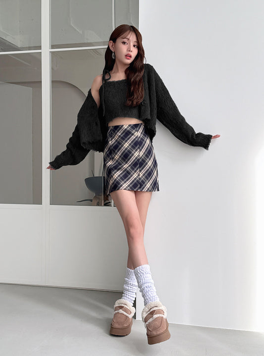 <預訂> 吊帶衫+毛絨針織外套兩件套裝|四色入