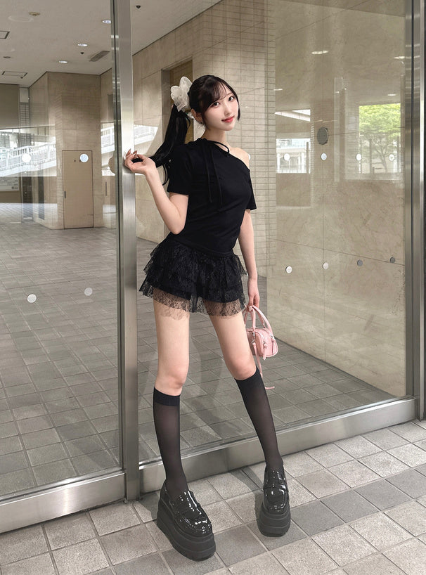 JP 芭蕾舞風蕾絲分層短褲|兩色入