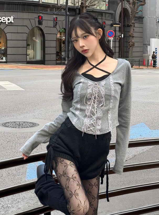 <預訂> JP 分層款式露背繫帶上衣