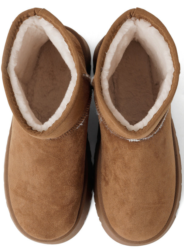 <預訂> JP 厚底外縫羊毛皮短靴|四色入