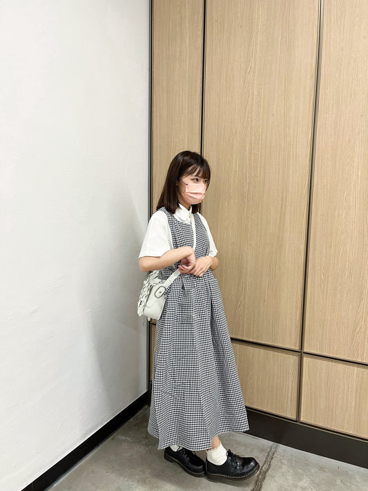 MM 查詢度極高!格仔外搭開叉綁帶連身長裙